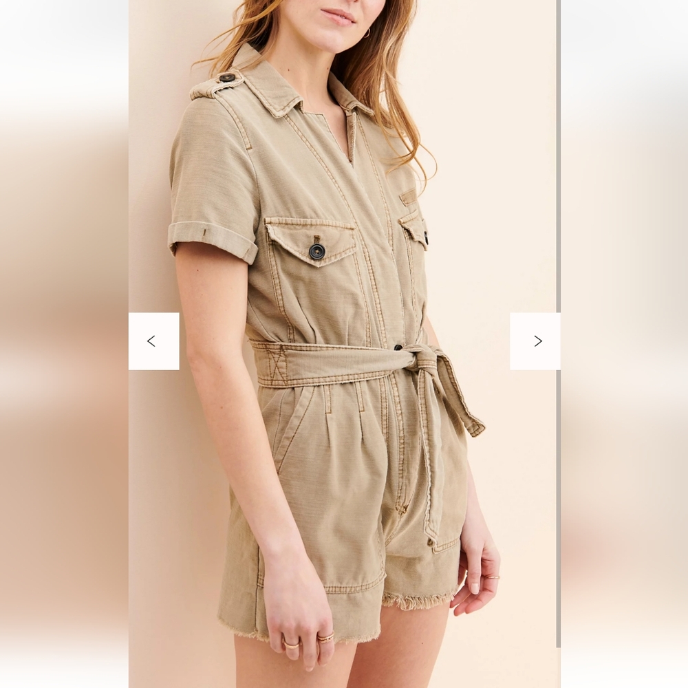 Free People Off The Beaten Path Khaki Romper
